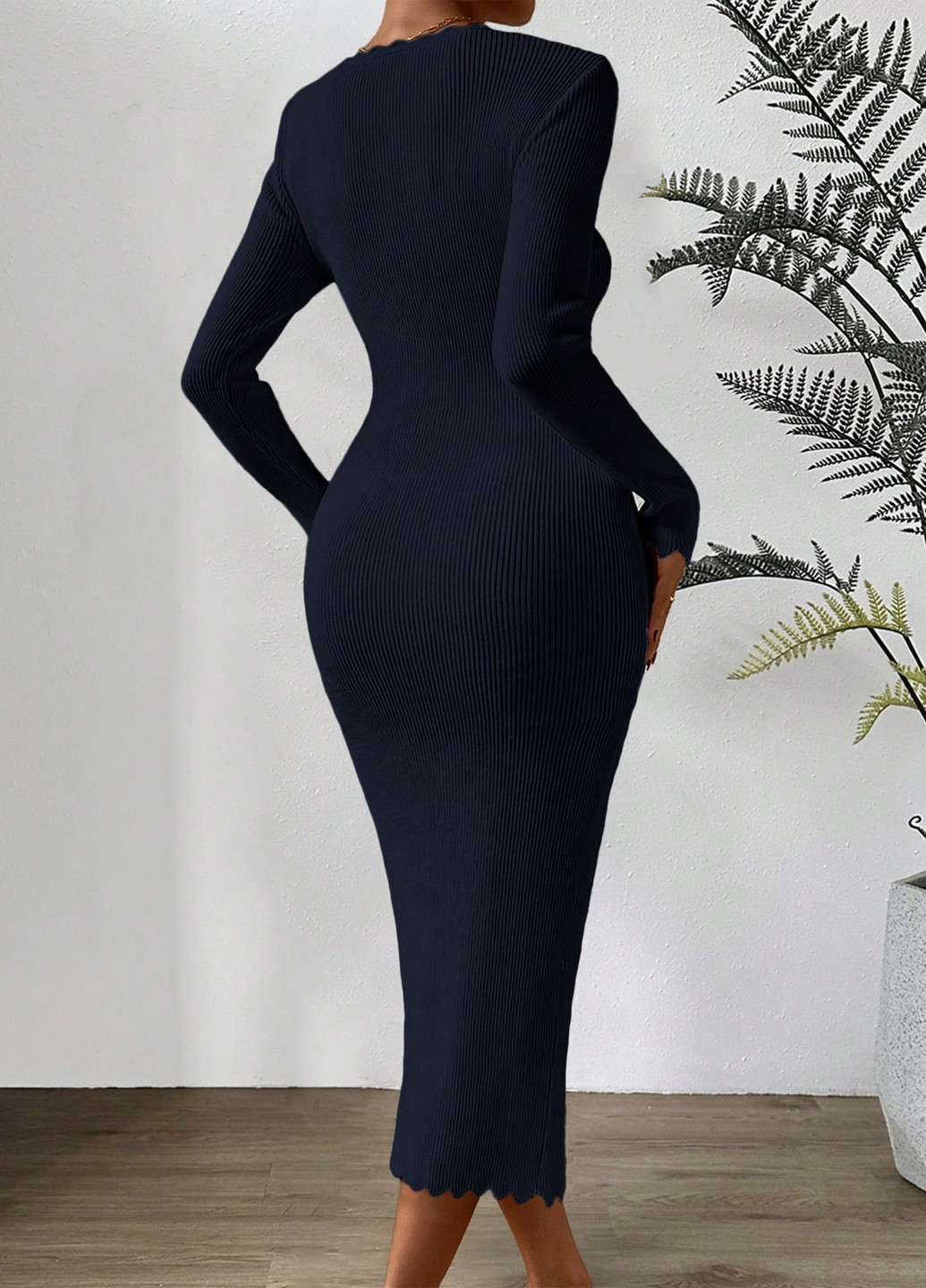 Темно-синя кежуал сукня силуетна SHEIN однотонна