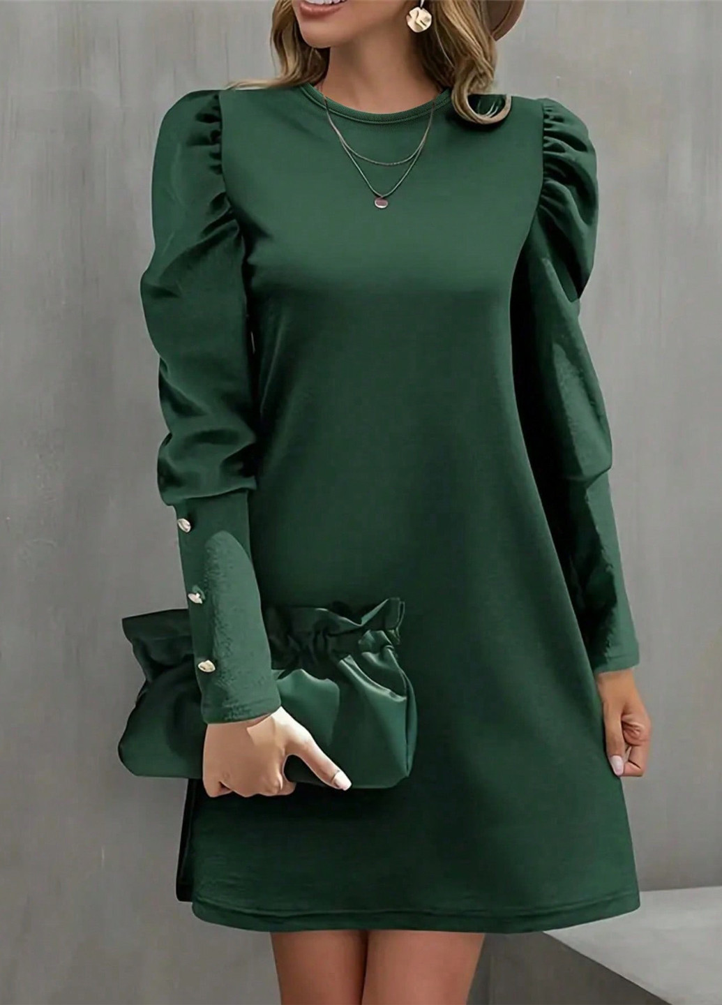 Зеленое кэжуал платье SHEIN однотонное