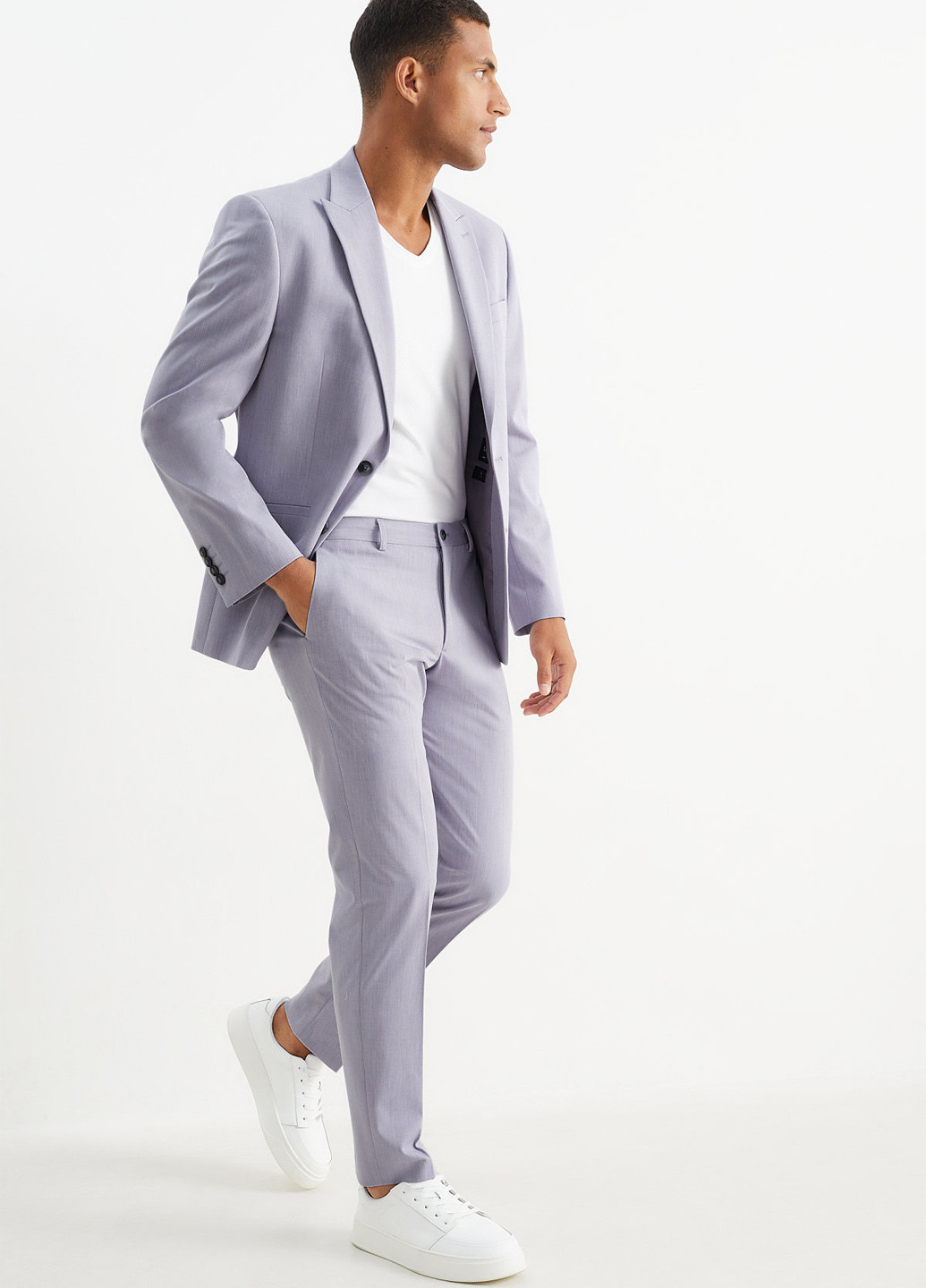 Сиреневые кэжуал демисезонные зауженные брюки C&A