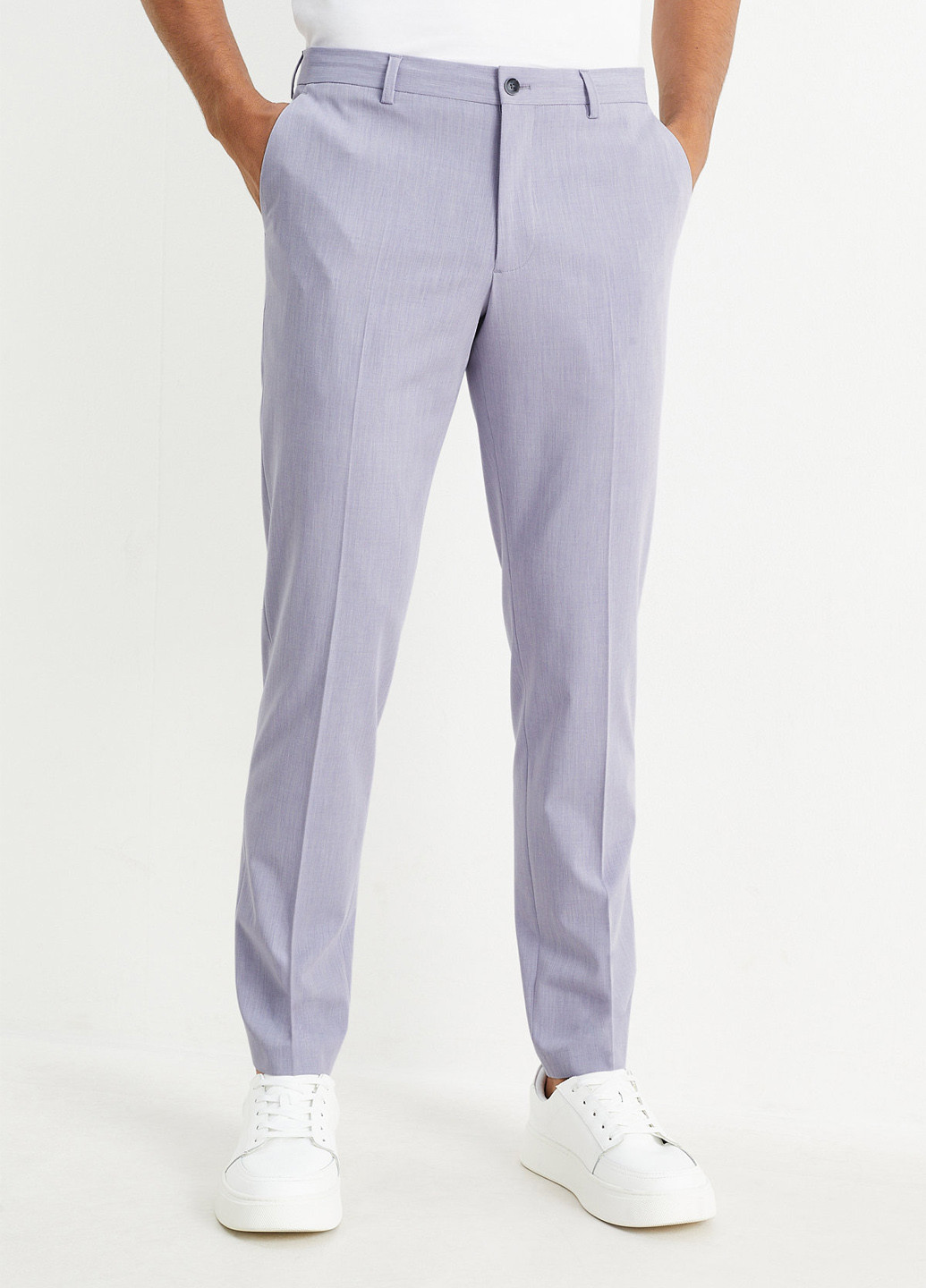 Сиреневые кэжуал демисезонные зауженные брюки C&A