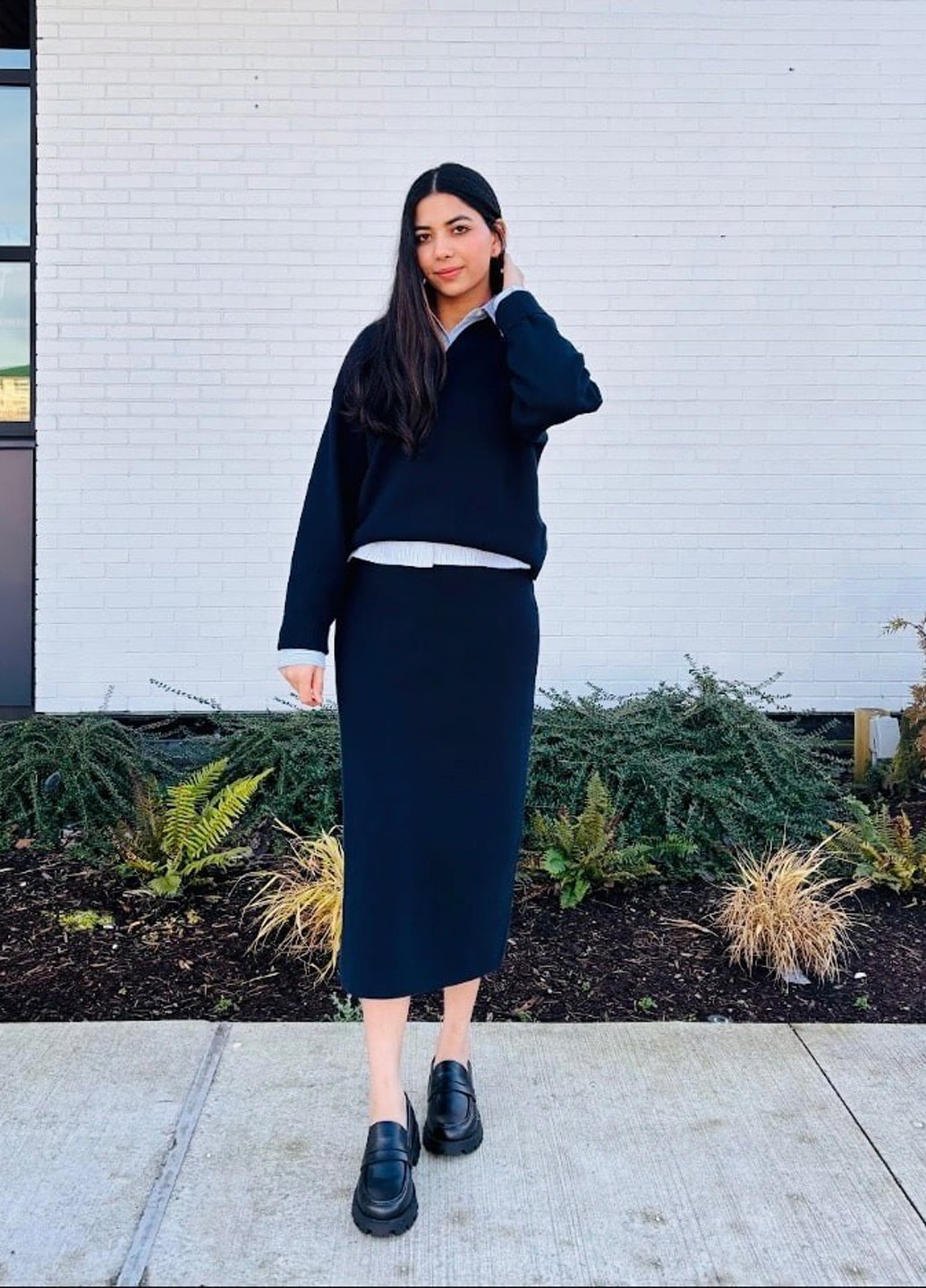 Темно-синяя кэжуал однотонная юбка Uniqlo