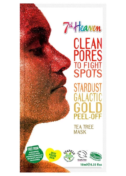 Маска-плівка для обличчя з олією чайного дерева "Зоряний пил" Stardust Galactic Gold Peel-Off Tea Tree Mask 7th Heaven (250116026)