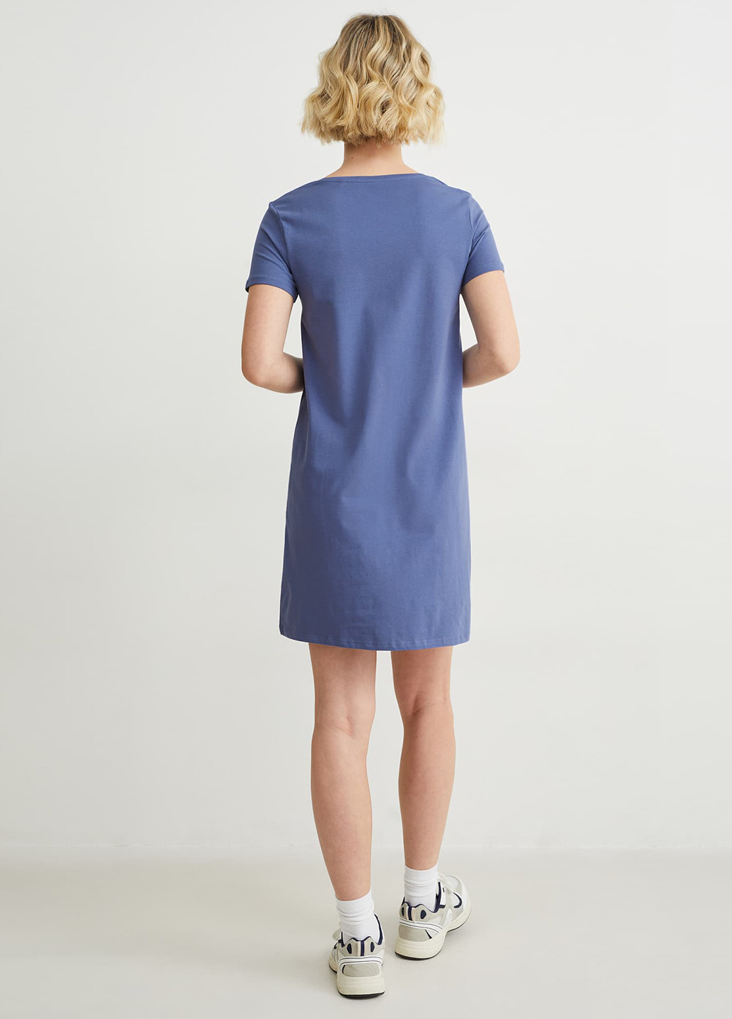 Светло-синее кэжуал туника платье-футболка C&A однотонное