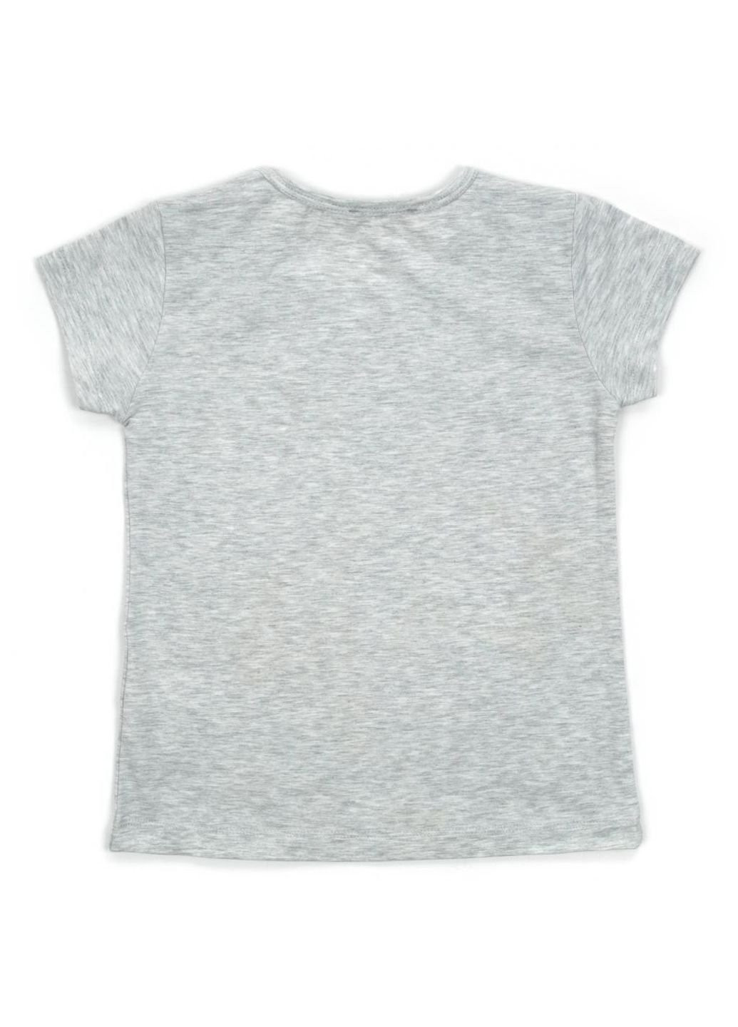Світло-сіра демісезонна футболка дитяча з паєтками (14300-134g-gray) Breeze