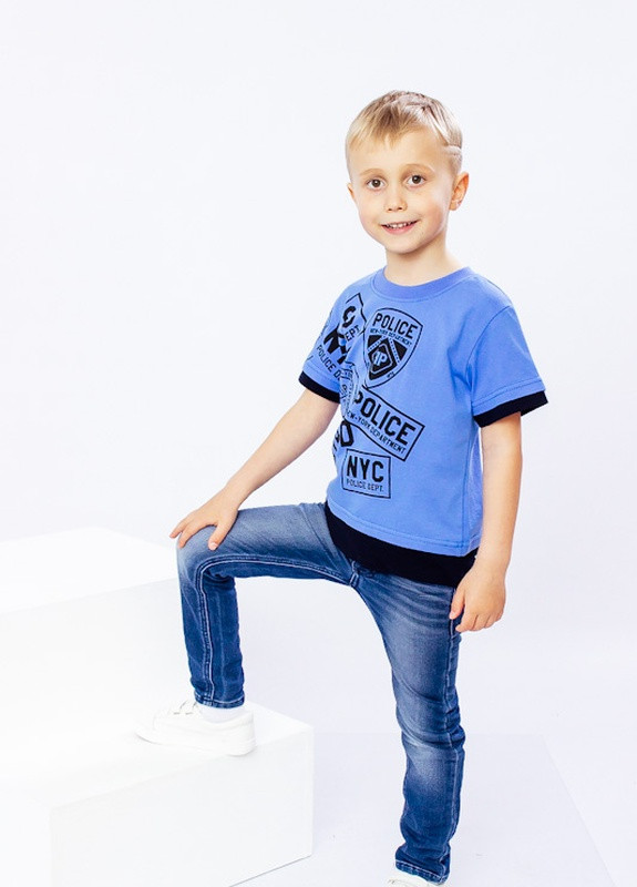 Голубая летняя футболка для мальчика high-low Носи своє