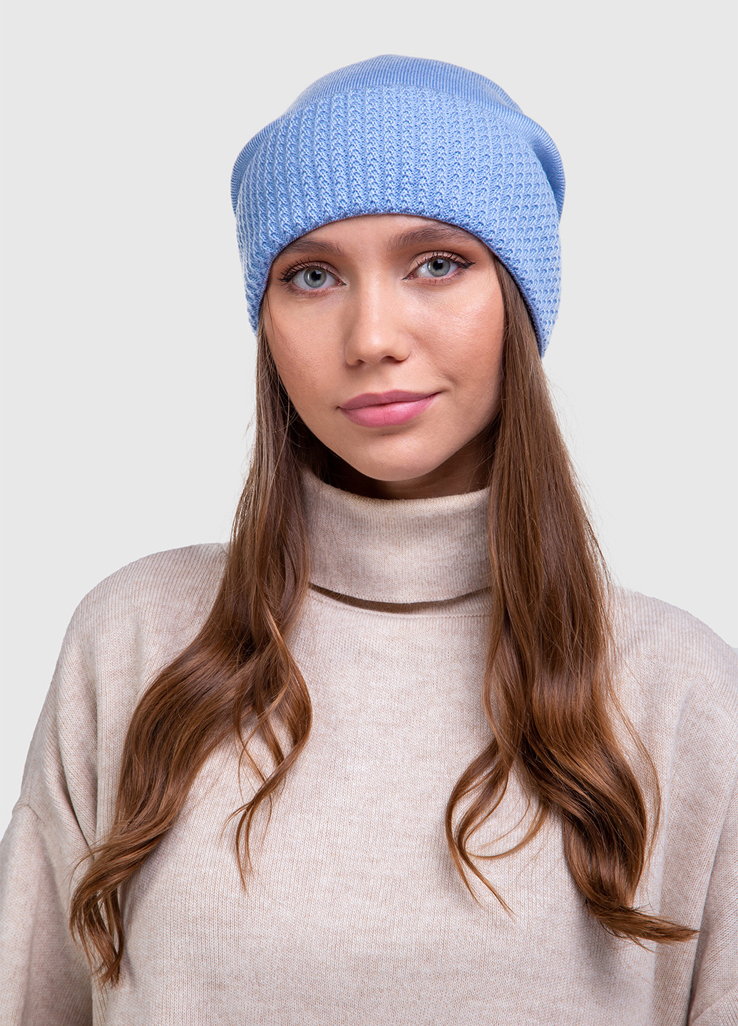 Зимняя теплая женская шапка с отворотом на флисовой подкладке 550397 DeMari (254445129)