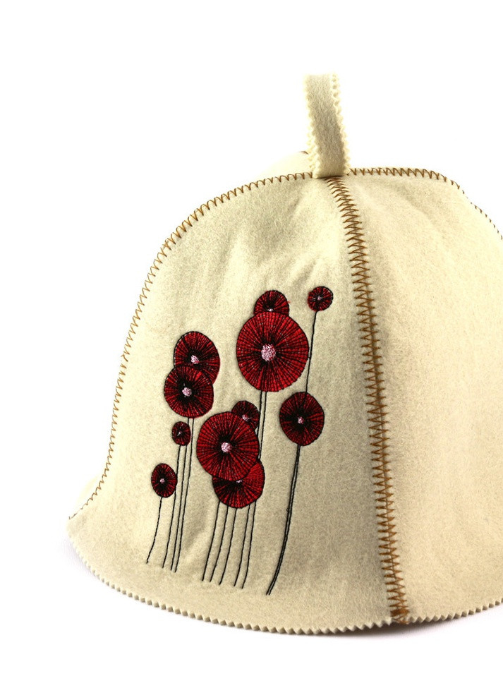 Банна шапка "Маки", штучне хутро, білий (LA-327) Luxyart (252611428)