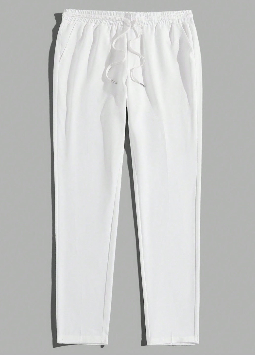 Белые кэжуал демисезонные зауженные брюки SHEIN