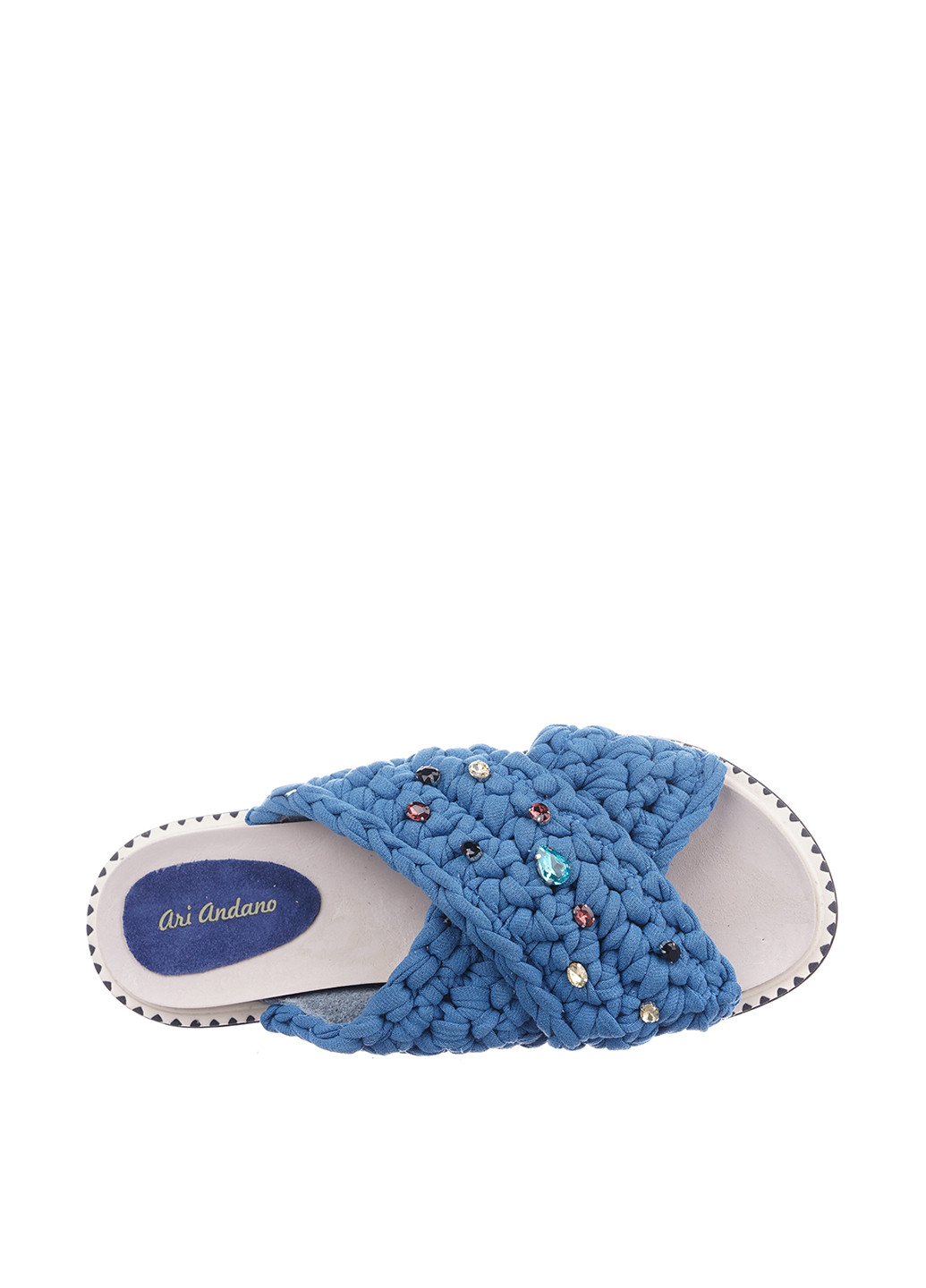 Светло-синие шлепанцы Ari Andano плетение, с камнями