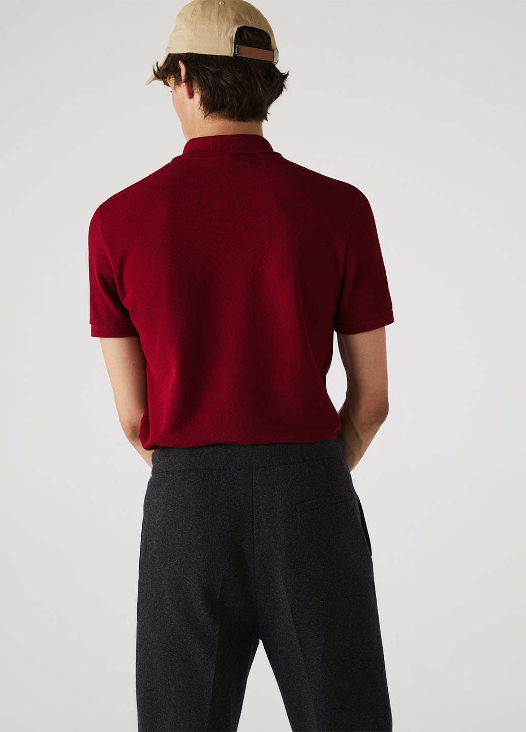 Бордовая футболка-поло для мужчин Lacoste однотонная
