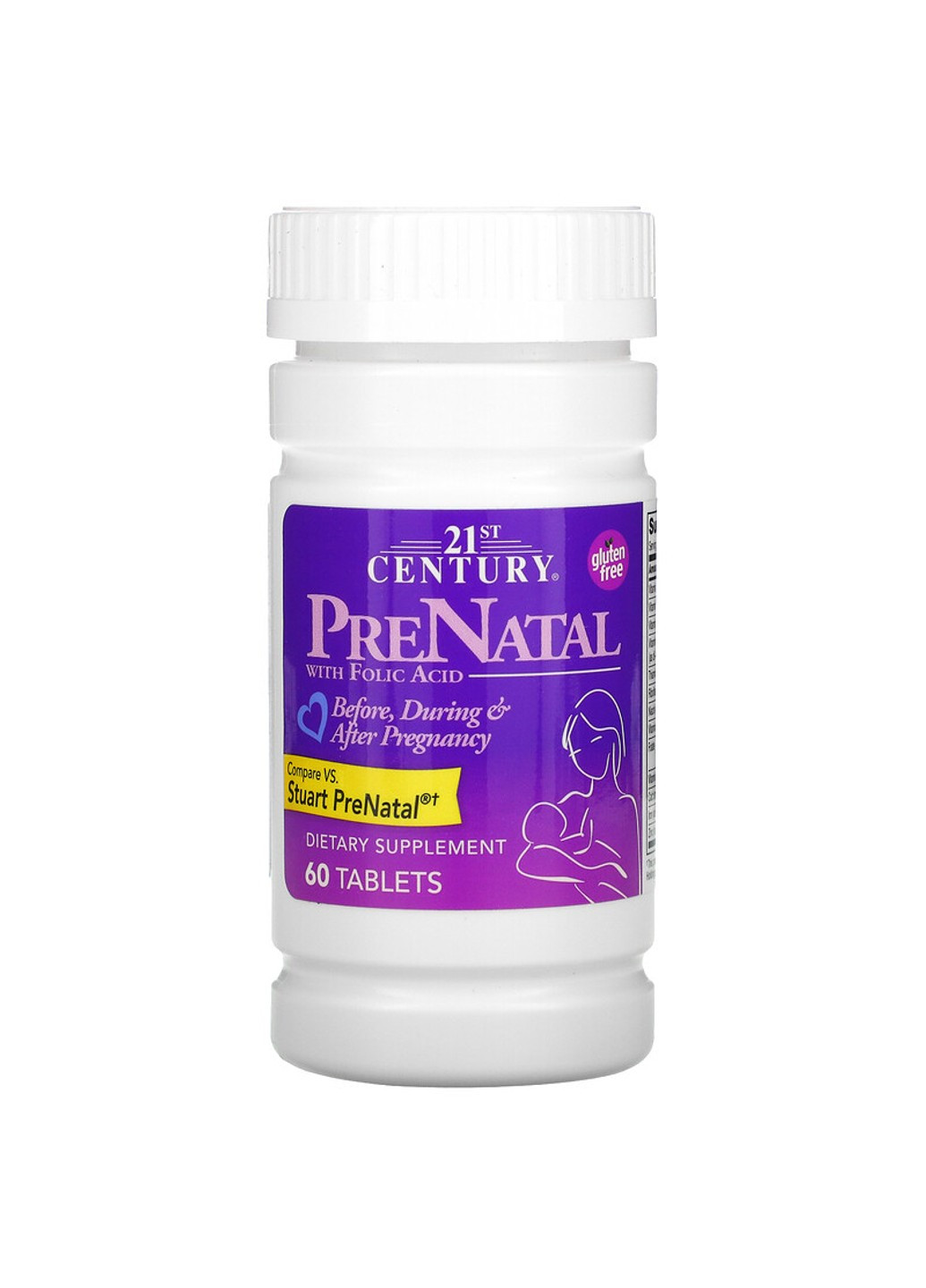 Витамины для беременных PreNatal with Folic Acid 60 таблеток 21st Century (255408593)