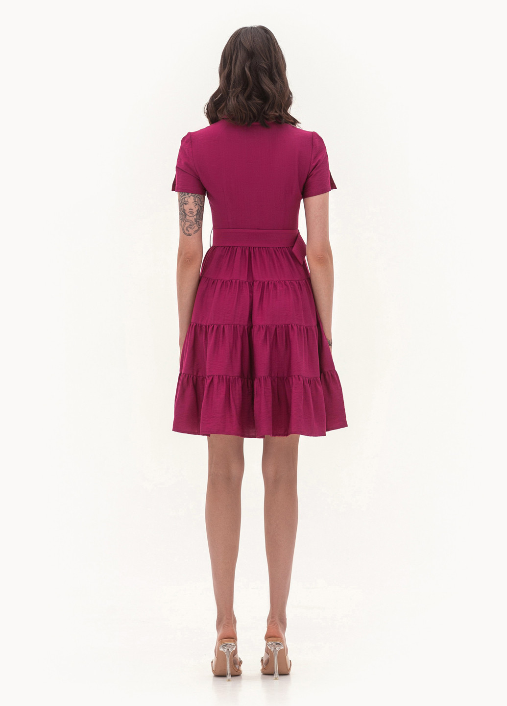 Бордовое кэжуал платье BGL однотонное