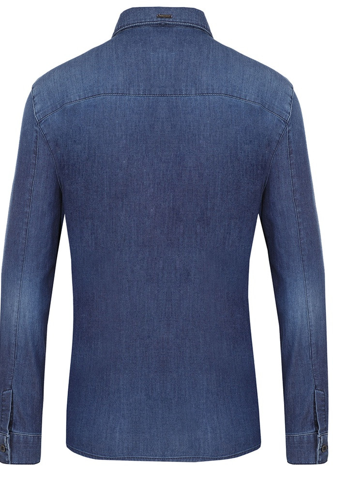 Темно-синяя джинсовая рубашка однотонная Armani Jeans