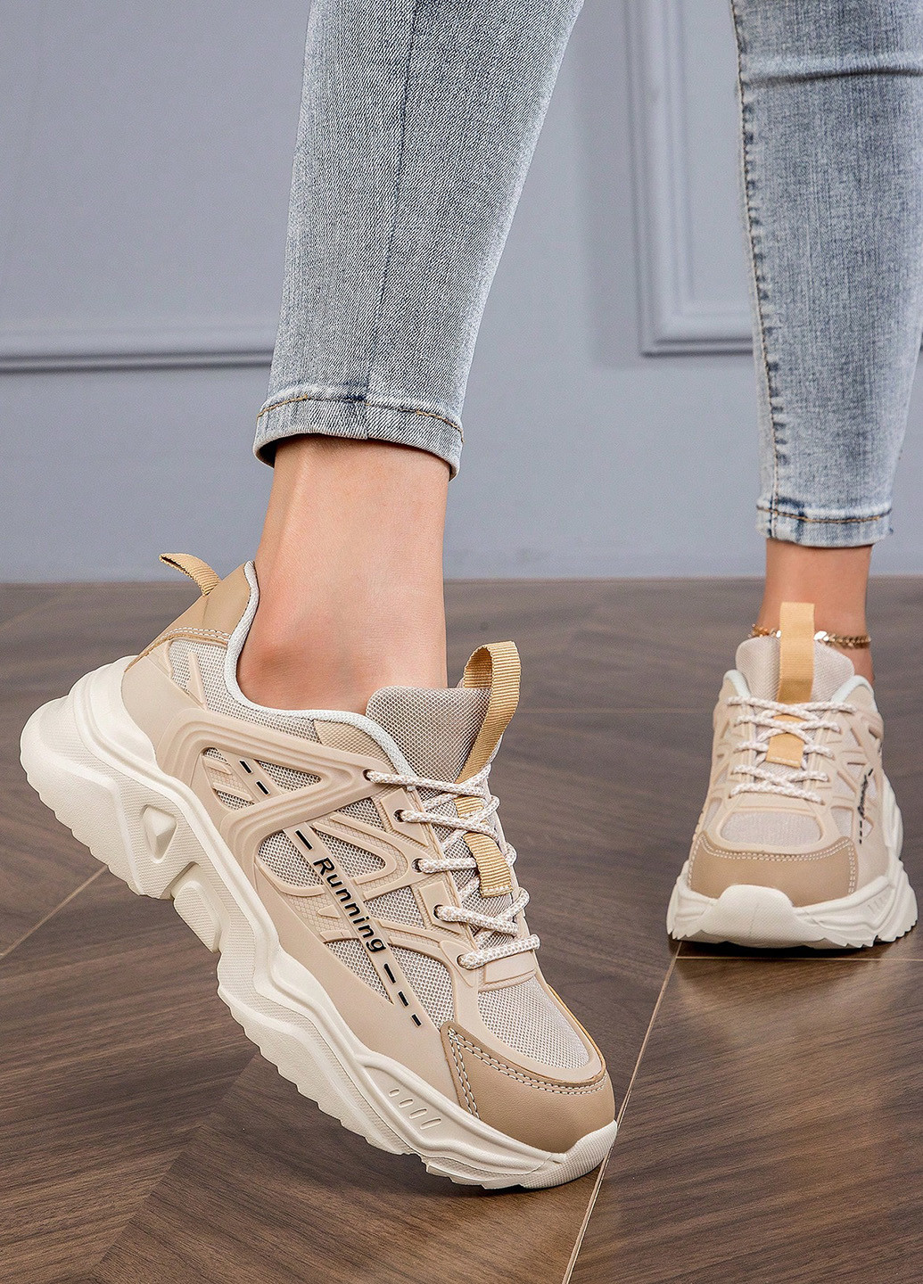 Кроссовки SHEIN бежевые демисезоны (342722182)