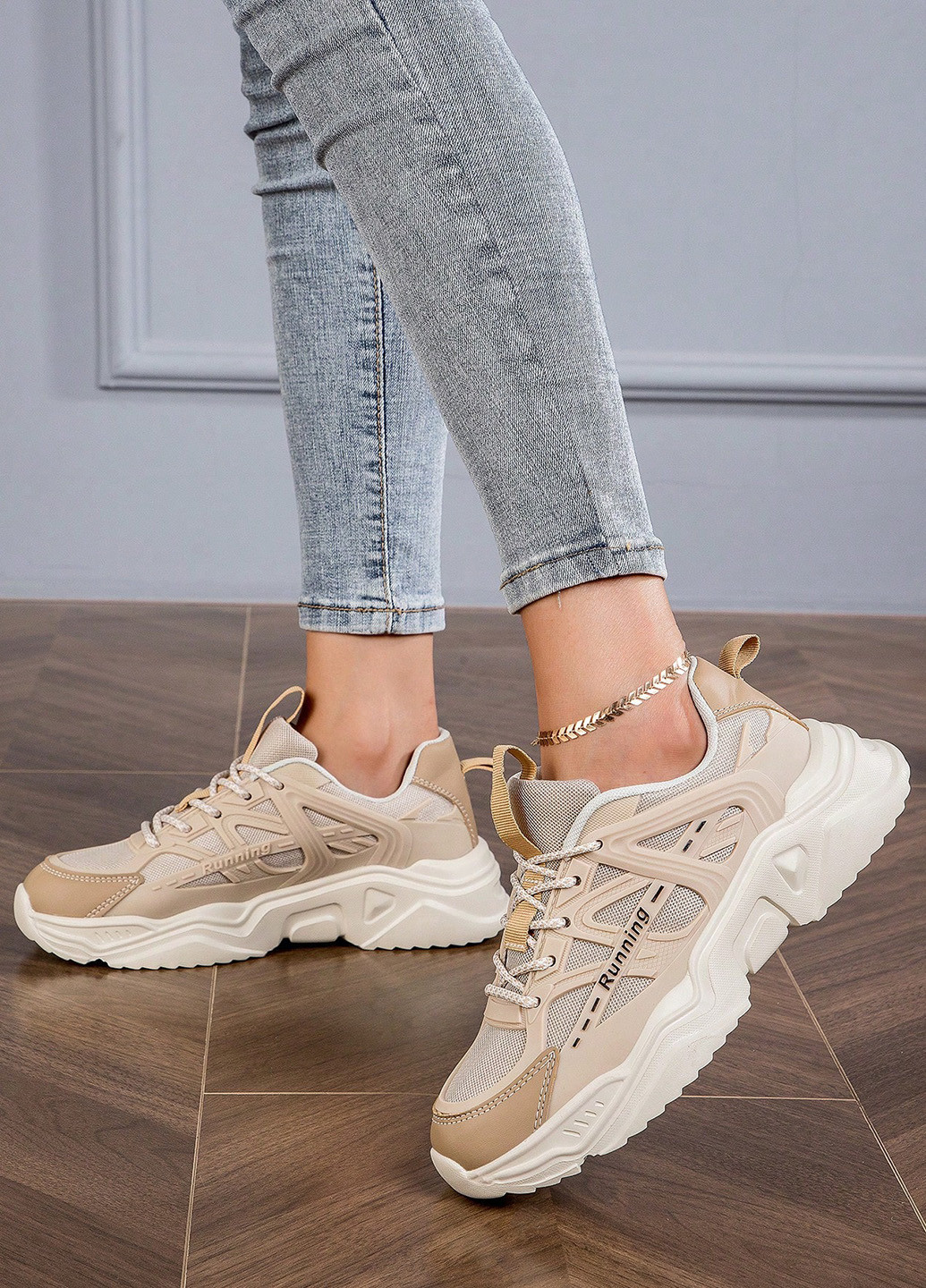 Кроссовки SHEIN бежевые демисезоны (342722182)