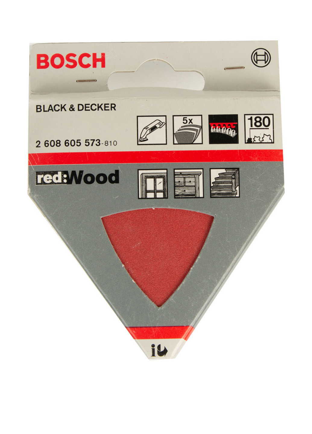 Бумага шлифовочная (5 шт.), 8,5х8,5 см Bosch красная