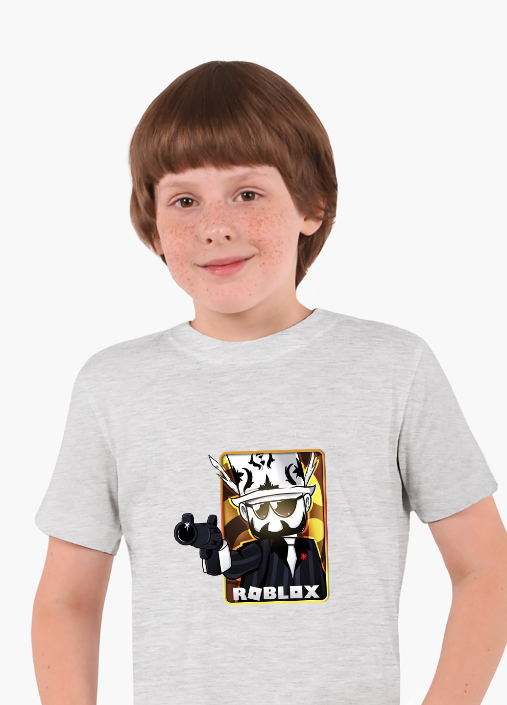 Світло-сіра демісезонна футболка дитяча роблокс (roblox) (9224-1222) MobiPrint