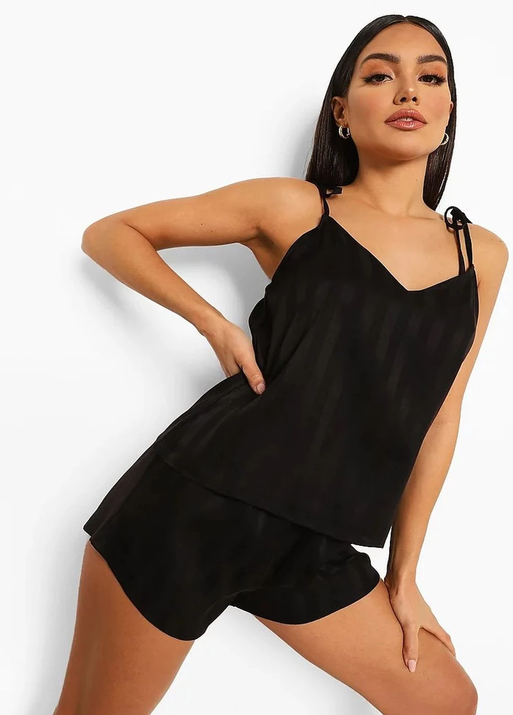 Черная всесезон пижама Boohoo