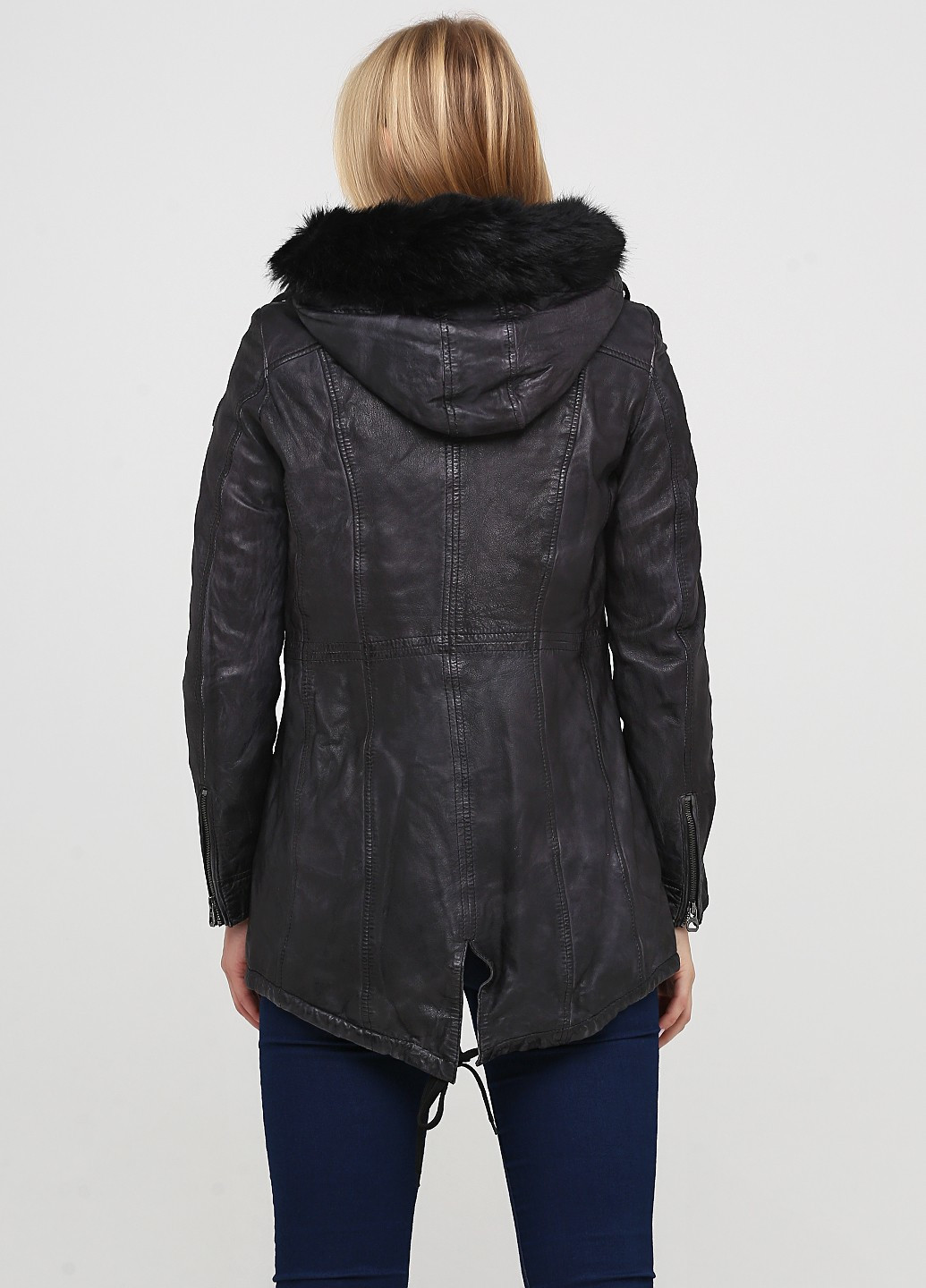 Темно-коричнева демісезонна шкіряна куртка Gipsi