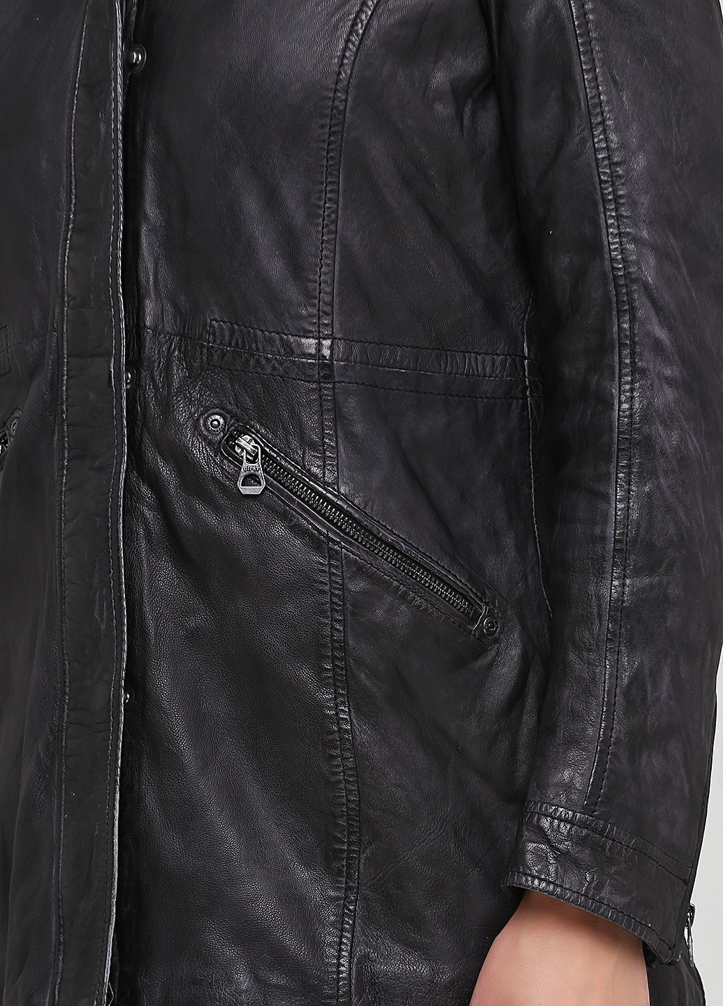 Темно-коричнева демісезонна шкіряна куртка Gipsi