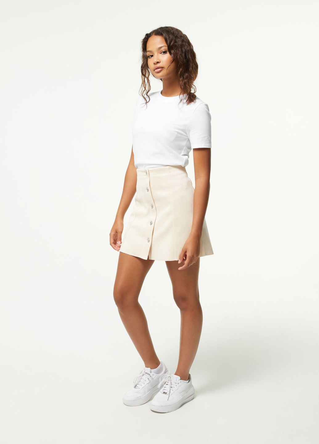 Бежевая кэжуал однотонная юбка Jennyfer а-силуэта (трапеция)