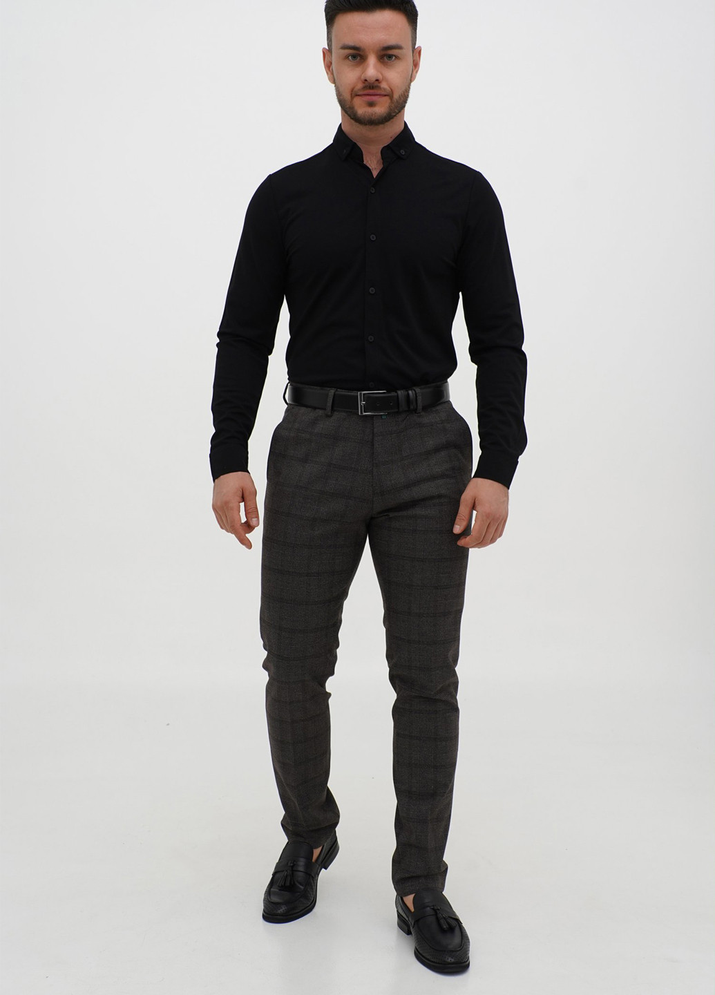 Черная классическая рубашка однотонная Trend Collection