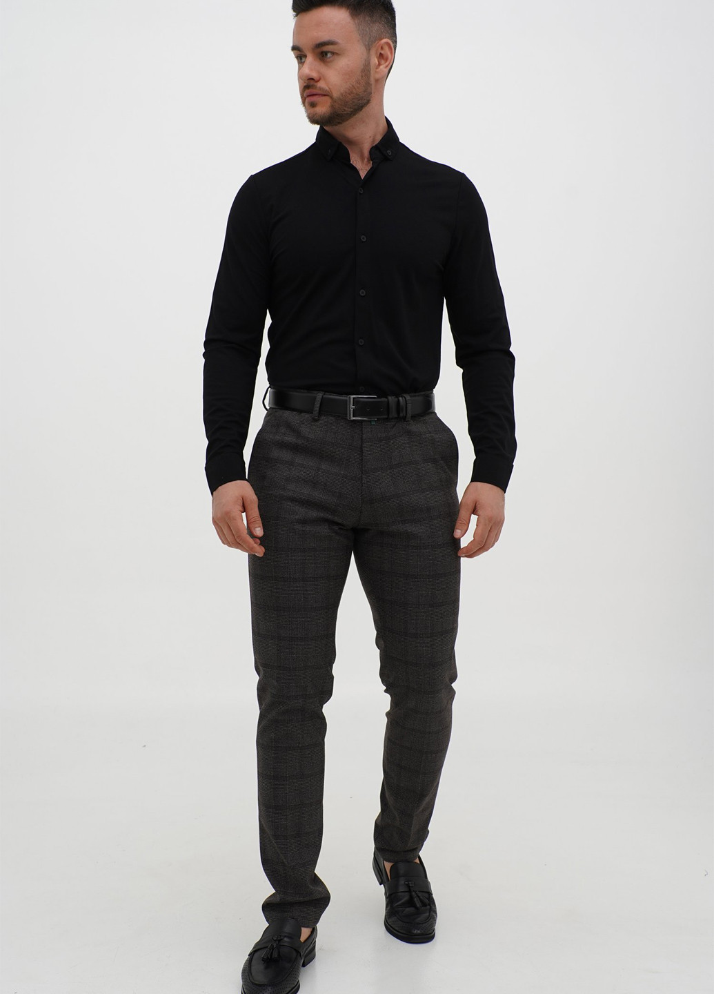 Черная классическая рубашка однотонная Trend Collection