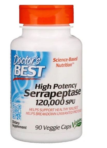 High Potency Serrapeptase 120,000 SPU 90 Caps DRB-00231 Doctor's Best (256380046)