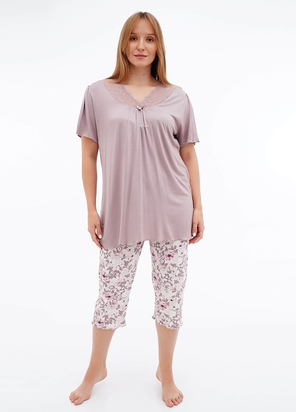 Пудровый демисезонный комплект (футболка, бриджи) Cotpark