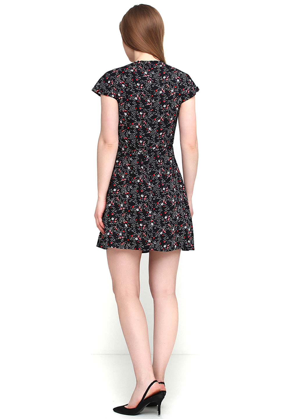 Чорна кежуал сукня на запах H&M з квітковим принтом