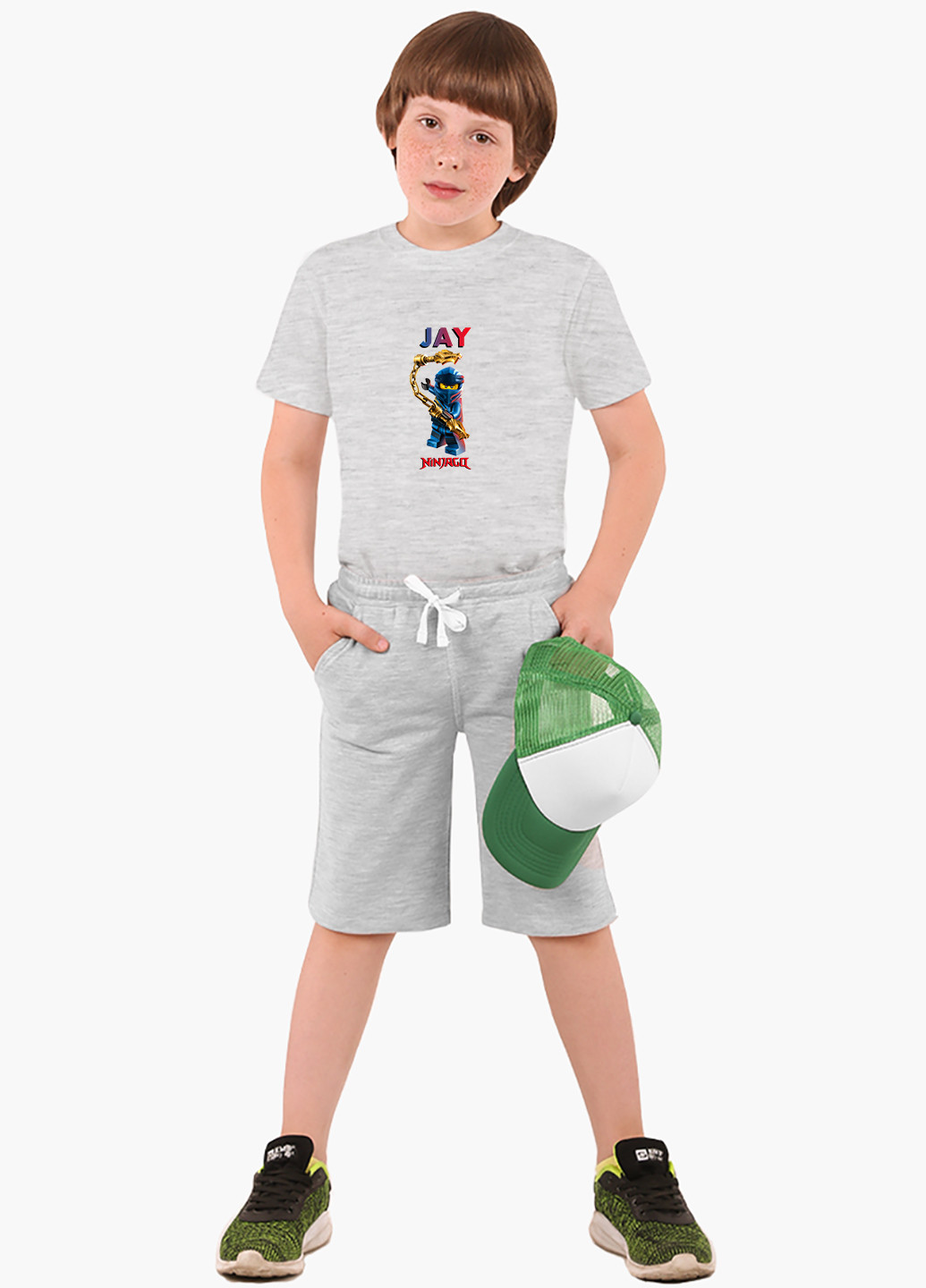 Светло-серая демисезонная футболка детская джей уокер лего ниндзяго (jay walker lego ninjago masters of spinjitzu)(9224-2638) MobiPrint