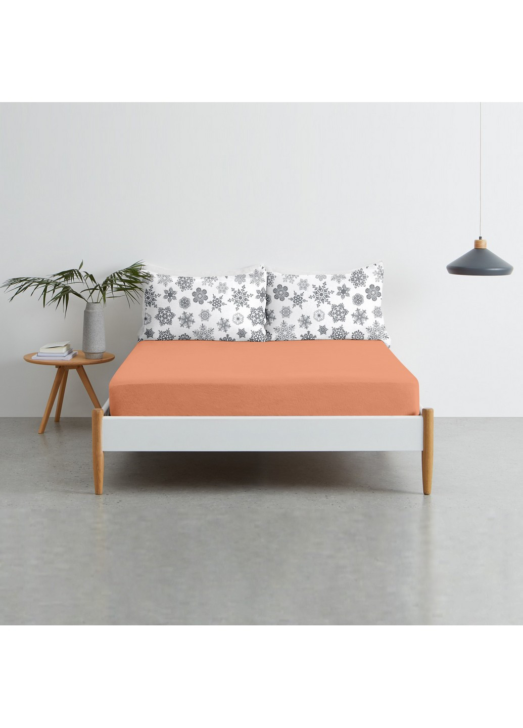 Полуторный комплект RANFORS TERRAKOT SNOWFLAKES GREY (пододеяльник 160х220 см, простынь 155х240 см, наволочка 2 шт 50х70 см) Cosas (251413600)