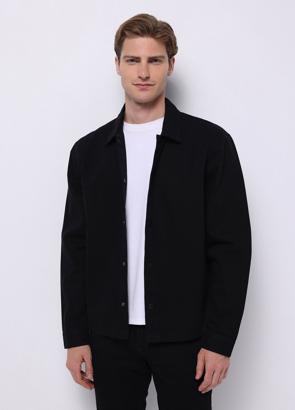 Черная кэжуал рубашка однотонная Colin's