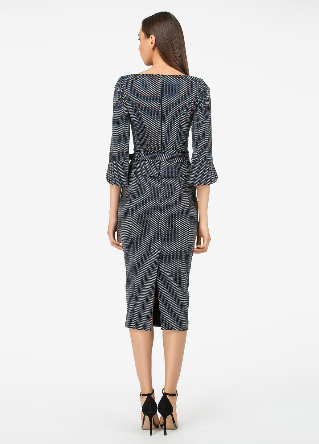 Костюм (жакет, юбка) BGL Комплект юбочный геометрический тёмно-синий деловой хлопок