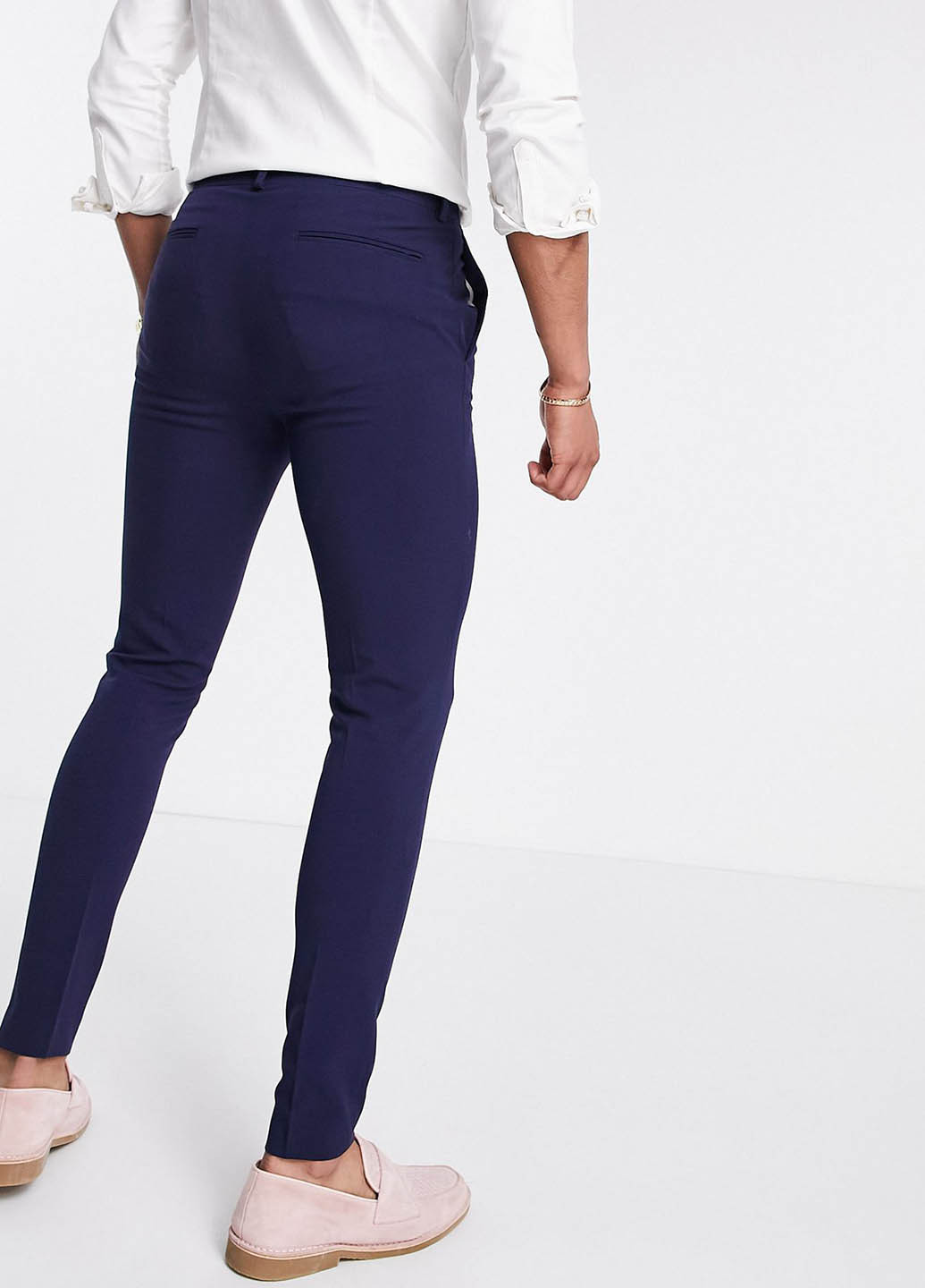 Темно-синие кэжуал, классические демисезонные зауженные брюки Asos