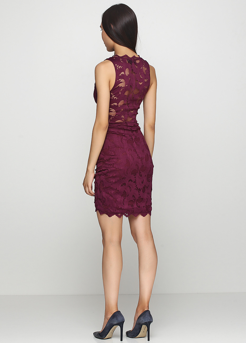 Темно-лиловое кэжуал платье H&M однотонное