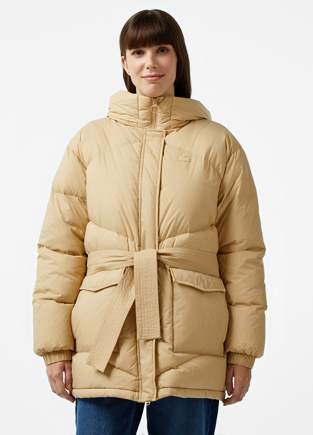 Светло-бежевый зимний Пуховик Lacoste