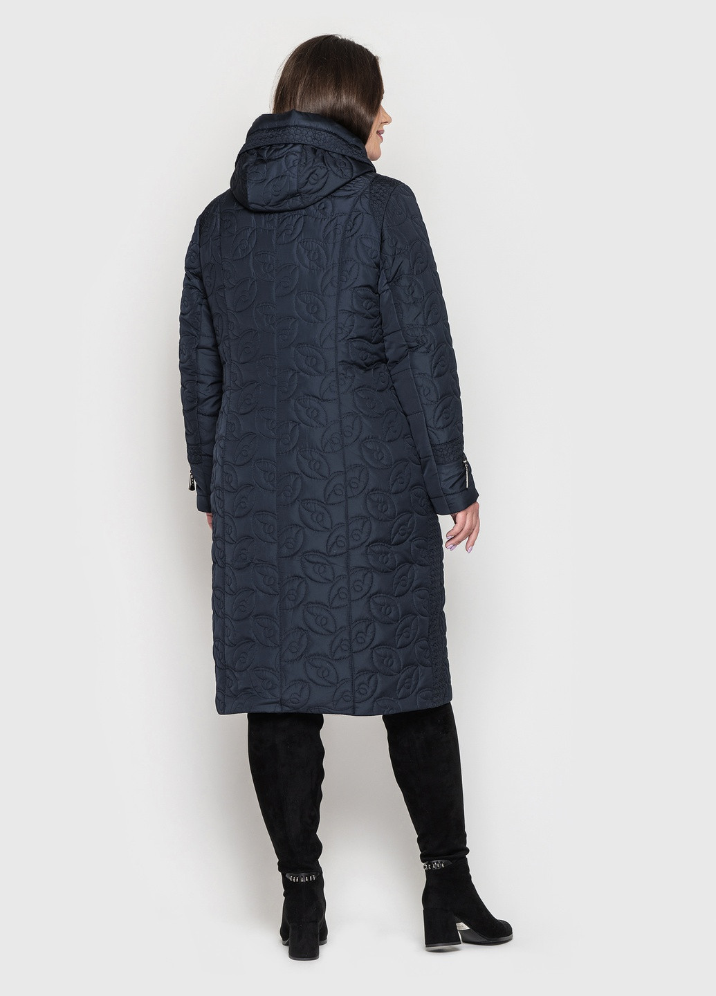 Синяя зимняя удлиненная куртка глазки Welltre