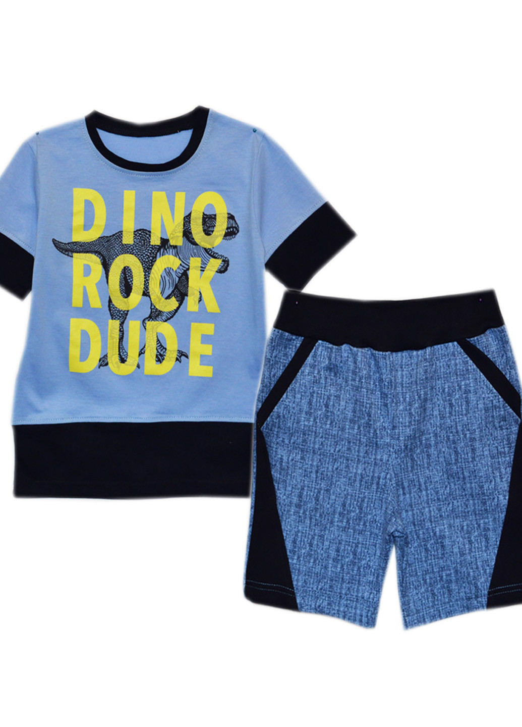 Синий летний комплект для мальчика шорты+футболка. Витуся