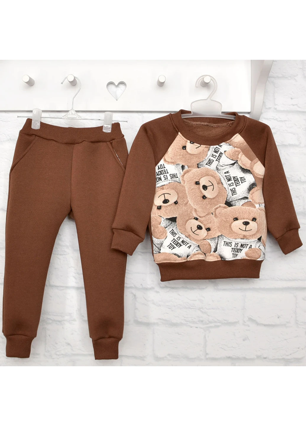 Коричневый демисезонный костюм (свитшот, брюки) брючный Blanka