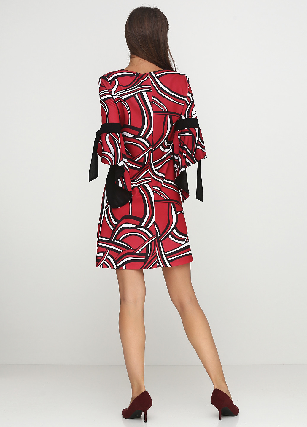 Бордовое кэжуал платье Rinascimento с абстрактным узором