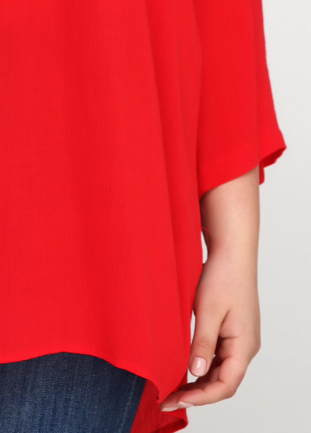 Туника Adia Fashion с длинным рукавом однотонная красная кэжуал