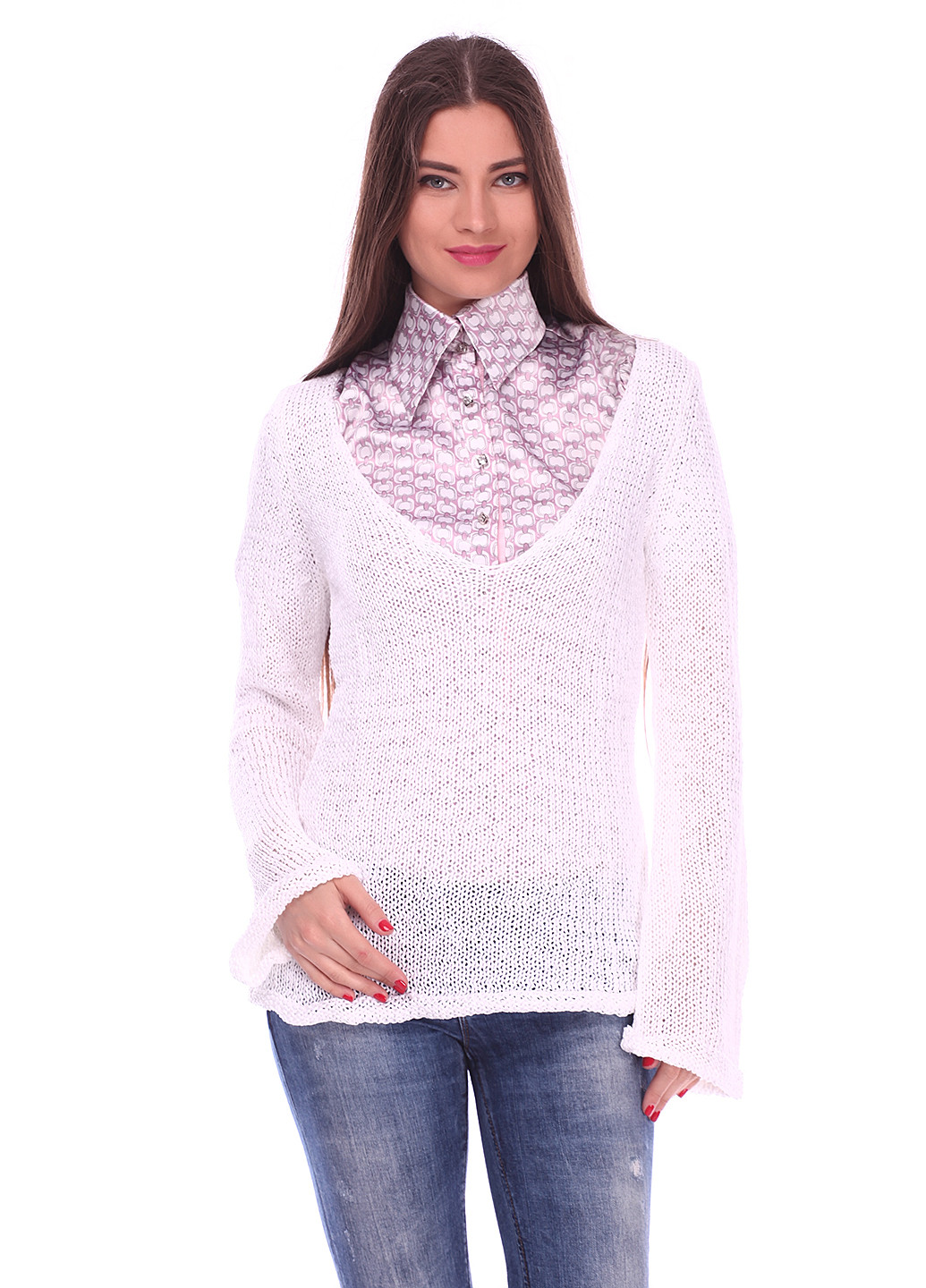 Белый демисезонный пуловер пуловер Ysatis