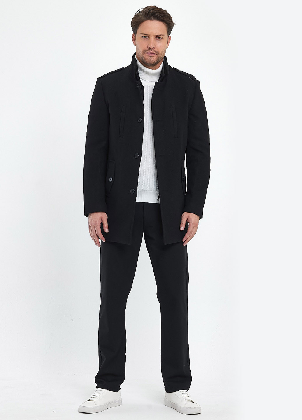 Темно-сіре демісезонне Пальто однобортне Trend Collection