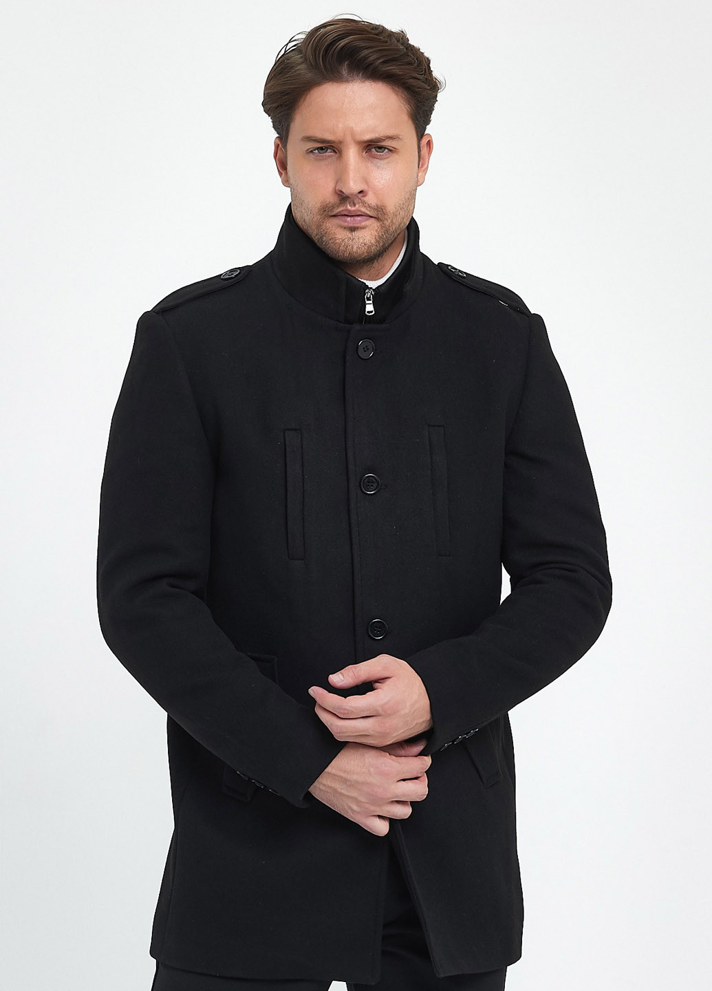 Темно-сіре демісезонне Пальто однобортне Trend Collection