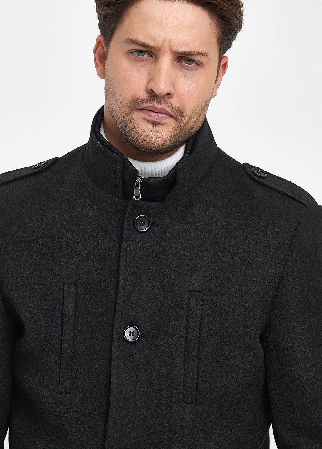 Темно-сіре демісезонне Пальто однобортне Trend Collection