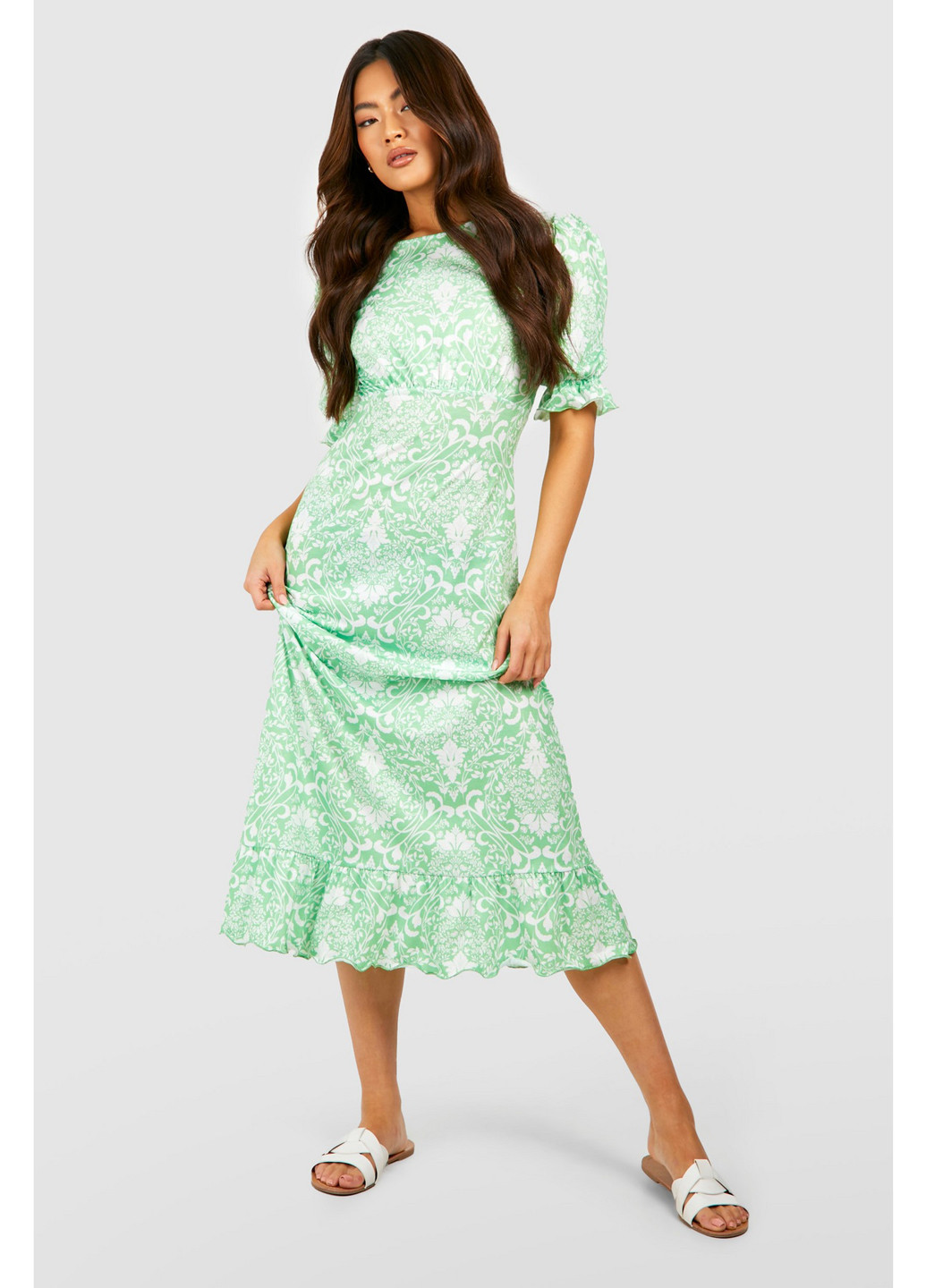 Салатова кежуал сукня а-силует Boohoo з квітковим принтом