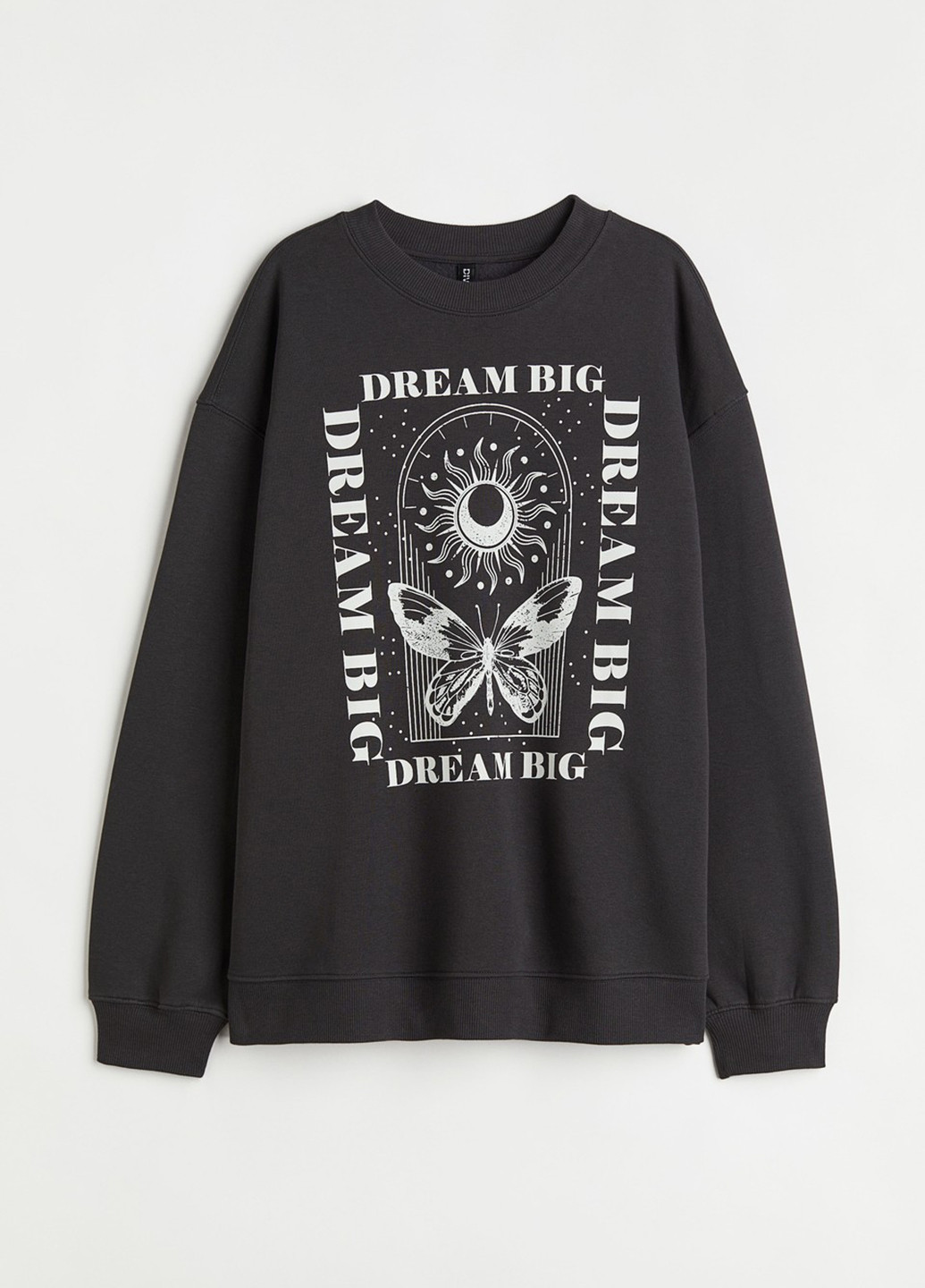 Чорний світшот H&M метелики без декору (300466292)