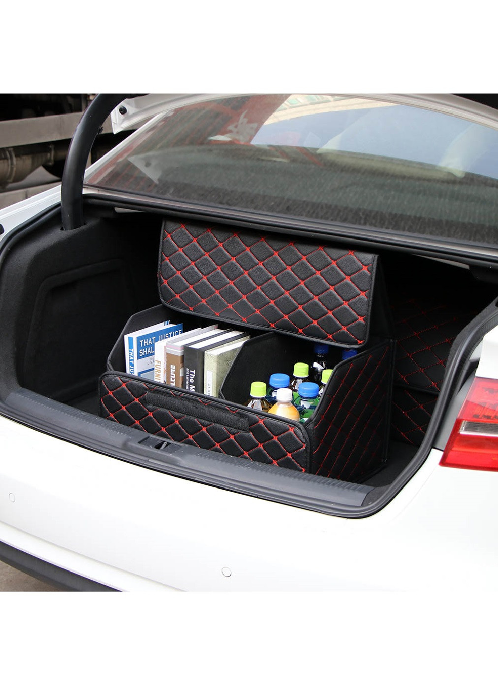 Органайзер складной сумка саквояж в багажник в автомобиль для продуктов с крышкой 66х32х30 см (473326-Prob) Черный с красным Unbranded (254402612)