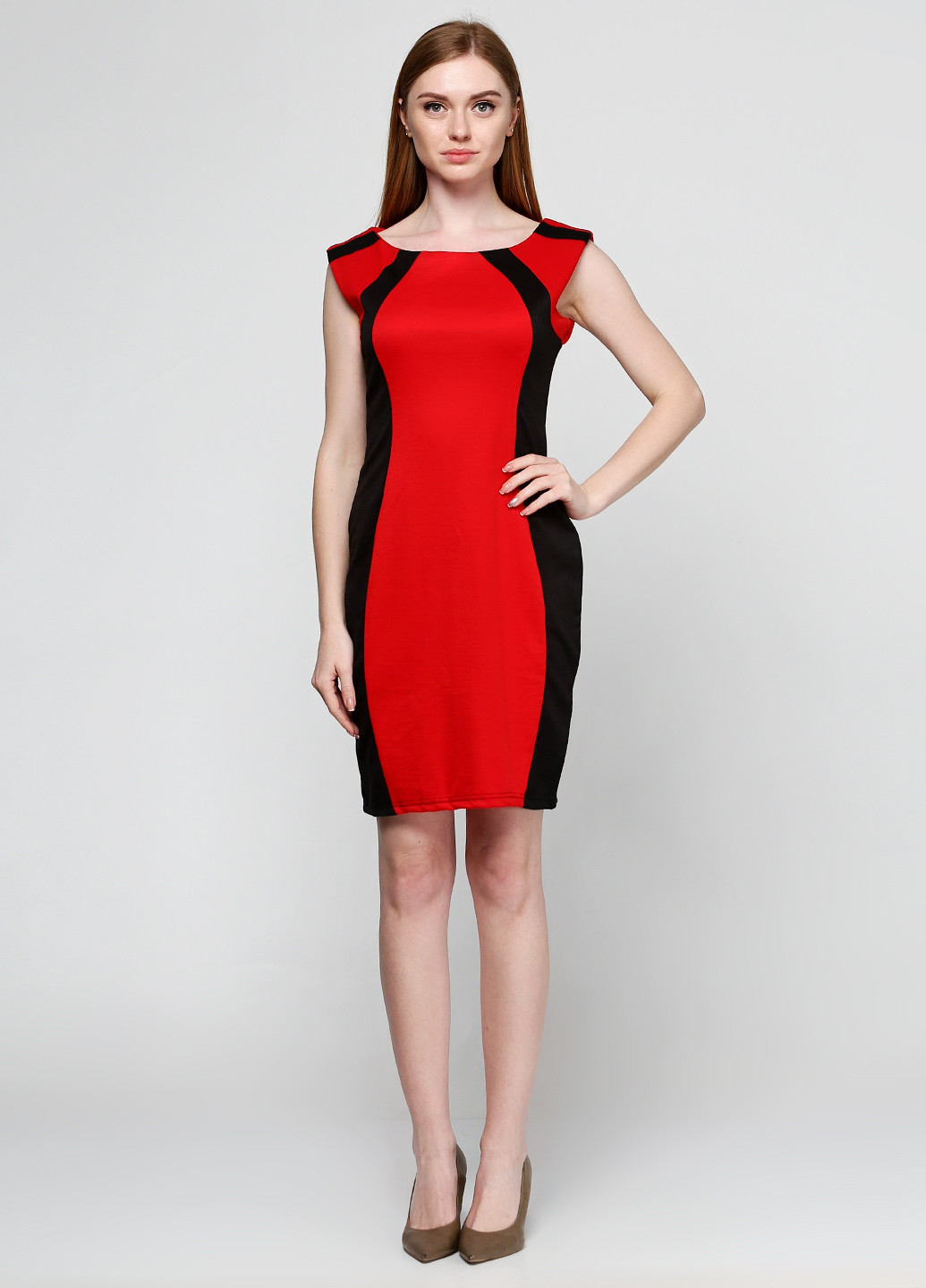 Червона ділова сукня міді No Brand однотонна